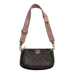 Louis Vuitton Multi Pochette Brown Monogram Pink Strap Shoulder Bag Used